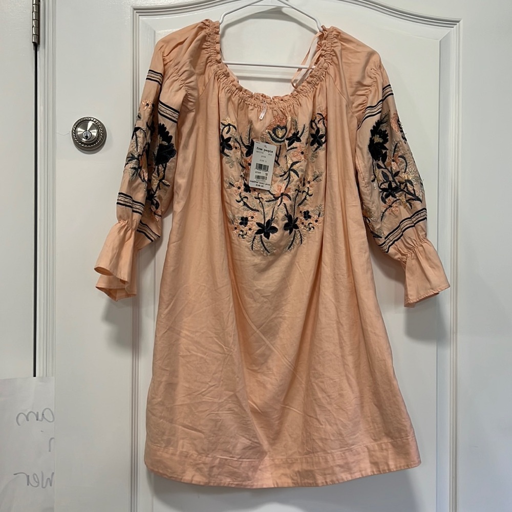 Free people peach tone off the shoulder dress